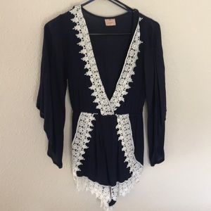 Navy and lacy romper from Hello Molly
